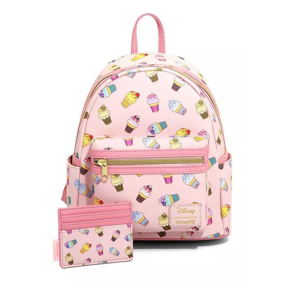 Loungefly Handbags - Loungefly Disney Princess Ice Cream Mini Backpack and Cardholder Set Pink NWT